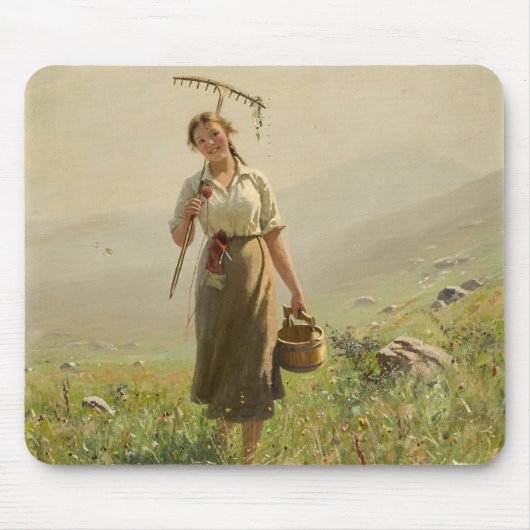 Eine junge Frau in der Wiese durch Hans Dahl Mousepad (Vorne)