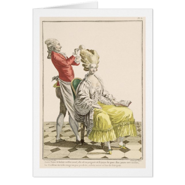 Eine junge Frau in einem Peignoir mit ihrem (Vorne)