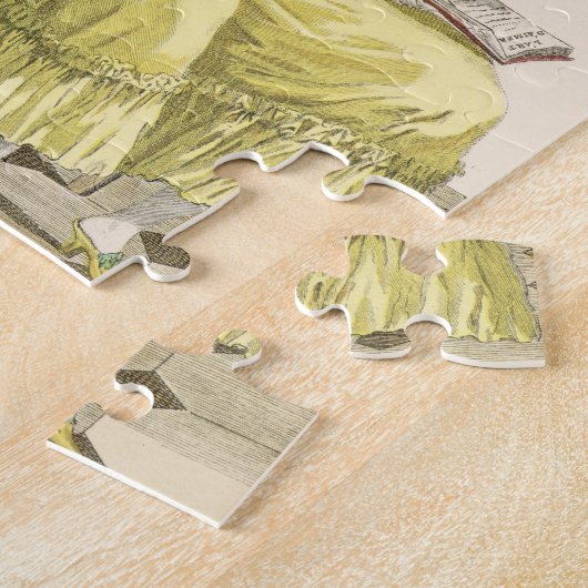 Eine junge Frau in einem Peignoir mit ihrem Puzzle (Seite)