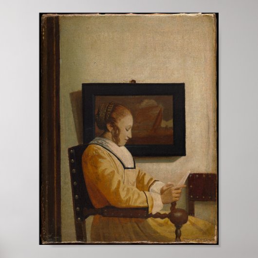 Eine junge Frau lesen — Altes Meisterportrait Poster (Vorne)