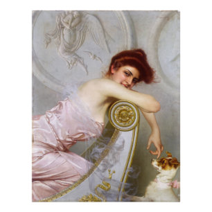 Eine junge Frau mit ihrem Welpen von Vittorio Corc Fotodruck