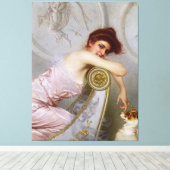 Eine junge Frau mit ihrem Welpen von Vittorio Corc Leinwanddruck (Insitu (Holzboden))