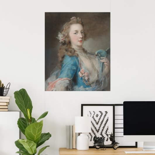 Eine junge Frau mit Papagei Poster (Heimbüro)