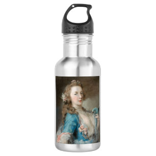 Eine junge Frau mit Papagei (von Rosalba Carriera) Edelstahlflasche