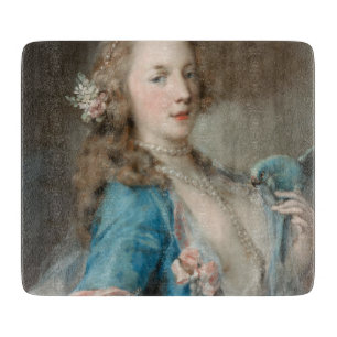 Eine junge Frau mit Papagei (von Rosalba Carriera) Schneidebrett