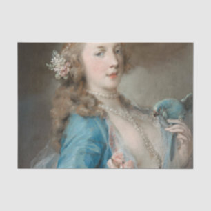 Eine junge Frau mit Papagei (von Rosalba Carriera) Seidenpapier