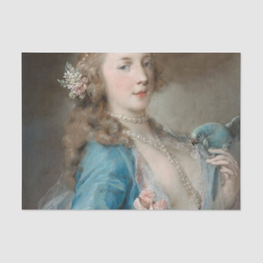 Eine junge Frau mit Papagei (von Rosalba Carriera) Seidenpapier (Vorderseite)