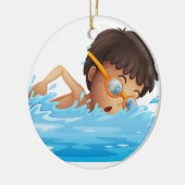 Eine junge Jungenschwimmen mit gelbe Schutzbrillen Keramikornament (Links)