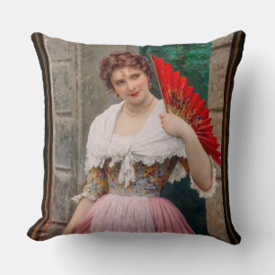 Eine junge Lady mit einem roten Fan von Eugen von  Kissen