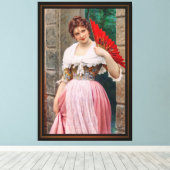 Eine junge Lady mit einem roten Fan von Eugen von  Leinwanddruck (Insitu (Holzboden))