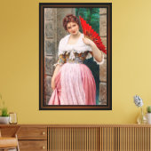 Eine junge Lady mit einem roten Fan von Eugen von  Leinwanddruck (Insitu (Wohnzimmer))