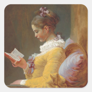 Eine junge Mädchen lesen, The Reader von J. Frago Quadratischer Aufkleber