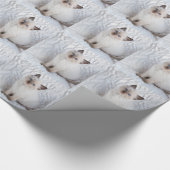 Eine junge ragdoll Katze, die auf Pelz im Stuhl Geschenkpapier (Ecke)