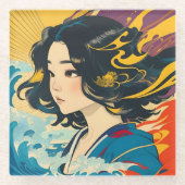 Eine junge vietnamesische Frau Glasuntersetzer (Vorderseite)