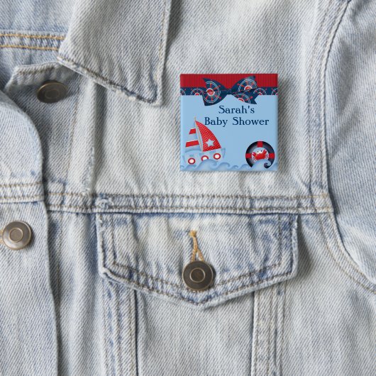 Eine Jungen-Seeleben-Babyparty Button (Beispiel)