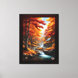 Eine Kabine im Herbst Holz AI Konzept Kunst von Xz Leinwanddruck