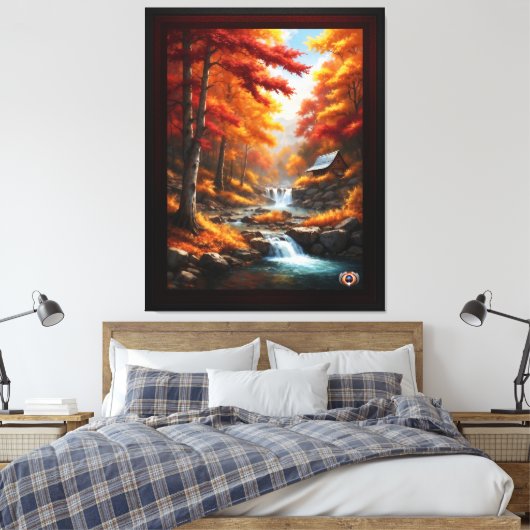 Eine Kabine im Herbst Holz AI Konzept Kunst von Xz Leinwanddruck (Insitu (Schlafzimmer))