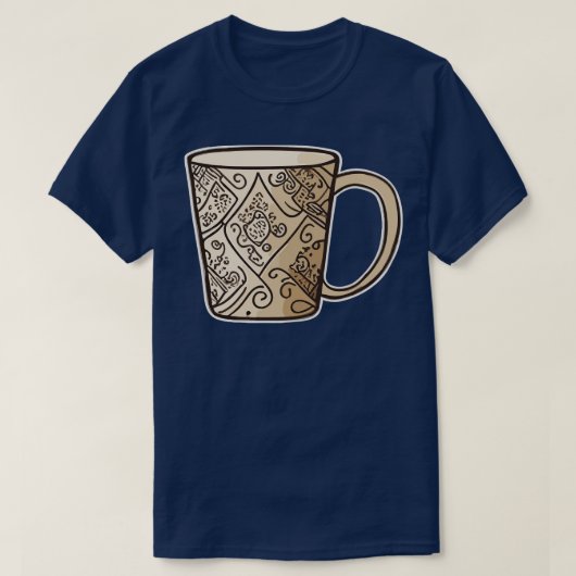 eine Kaffeemüsche Hand gezogenen Vektor saubere Li T-Shirt (Design vorne)