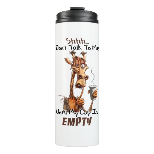 Eine kalte Giraffe mit einer Tasse Kaffee (Vorderseite)