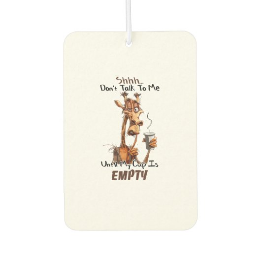 Eine kalte Giraffe mit einer Tasse Kaffee Autolufterfrischer (Vorderseite)