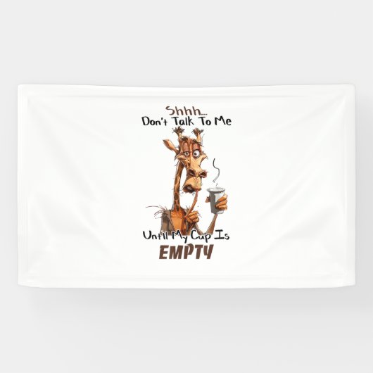 Eine kalte Giraffe mit einer Tasse Kaffee Banner (Horizontal)