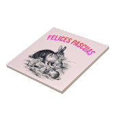 Eine Kaninchenfamilie - Felices Pascuas Fliese (Seite)