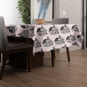 Eine Kaninchenfamilie - Vintage Abbildung Tischdecke