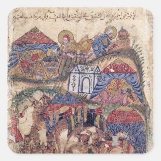 Eine Karawanenstation, von "The Maqamat" durch Quadratischer Aufkleber (Vorderseite)