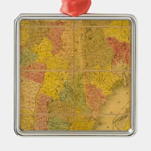 Eine Karte der Staaten in New England Silbernes Ornament (Vorne)