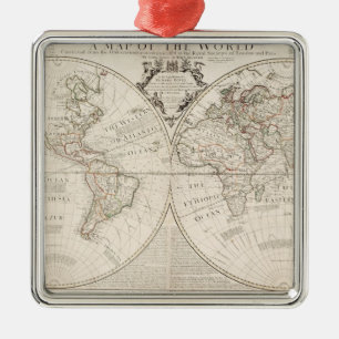 Eine Karte der Welt Silbernes Ornament