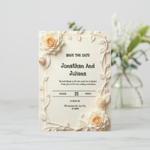 Eine Karte, die mit geprägten oder gedruckten Blum Einladung