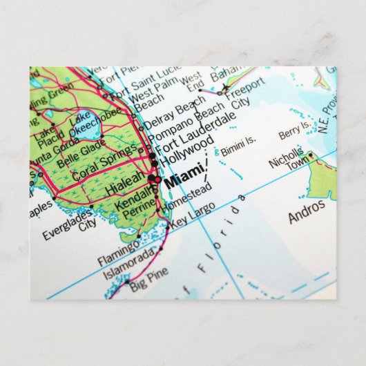 Eine Karte mit der amerikanischen Stadt Miami (Vorderseite)