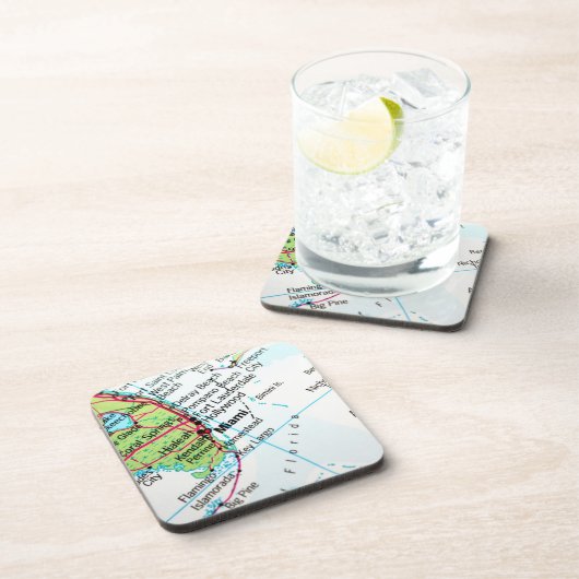 Eine Karte mit der amerikanischen Stadt Miami Getränkeuntersetzer (Rechte Seite)