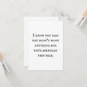 Eine Karte ohne Geschenk ist ihr eigenes Geschenk. (Vorderseite/Rückseite Beispiel)