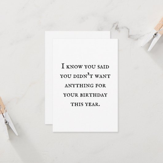 Eine Karte ohne Geschenk ist ihr eigenes Geschenk. (Vorderseite/Rückseite Beispiel)