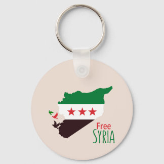 Eine Karte Syriens mit der "Revolution Flag" Schlüsselanhänger
