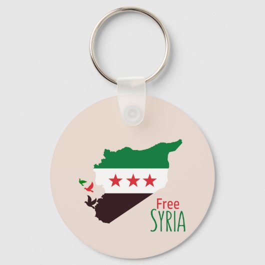 Eine Karte Syriens mit der "Revolution Flag" Schlüsselanhänger (Vorderseite)