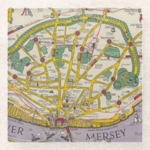Eine Karte von Merseyside, Liverpool Glasuntersetzer