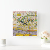 Eine Karte von Merseyside, Liverpool Quadratische Wanduhr (Zuhause)