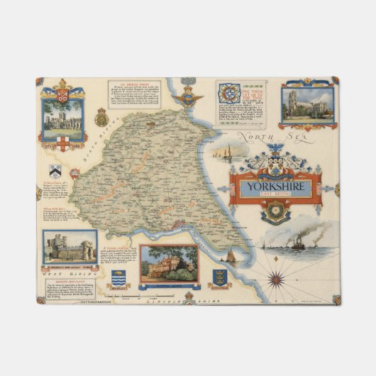 Eine Karte von Yorkshire: Ostreiten Fußmatte (Vorderseite)