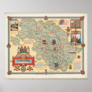 Eine Karte von Yorkshire: West Riding Poster