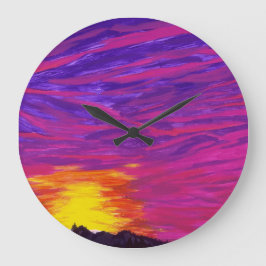Eine Kaskaden-Morgen-Sonnenaufgang-große runde Uhr