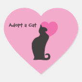 Eine Katze adoptiert Herz-Aufkleber (Vorderseite)