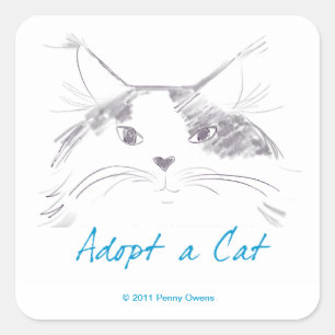 Eine Katze adoptiert Quadratischer Aufkleber