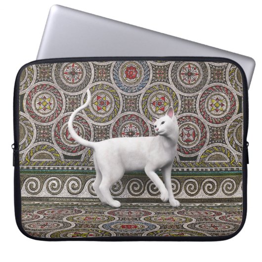 Eine Katze auf dem mosaikem Laptop-Ärmel Laptopschutzhülle (Vorderseite)