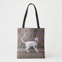 Eine Katze auf dem Mosaiktotenbeutel Tasche