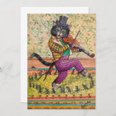 Eine Katze, die eine Fiddle von Louis Wain spielt Dankeskarte (Vorne/Hinten)