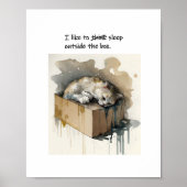 Eine Katze, die gerne außerhalb der Kiste schläft Poster (Vorne)