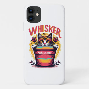 Eine Katze, die hinter einem Blumentopf hervorscha Case-Mate iPhone Hülle