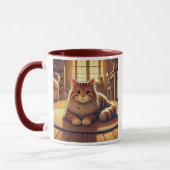 Eine Katze, die in einem warmen Wohnzimmer lag. Tasse (Links)